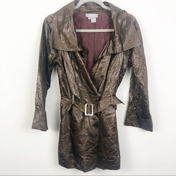 ECCOCI | Brown Belted Jacket Oversized Collar 4 - Picture 1 of 6